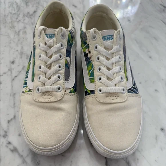 VANS Ward Platform Cream White Paradise Floral Sneakers Women Size 8.5 - Picture 3 of 7